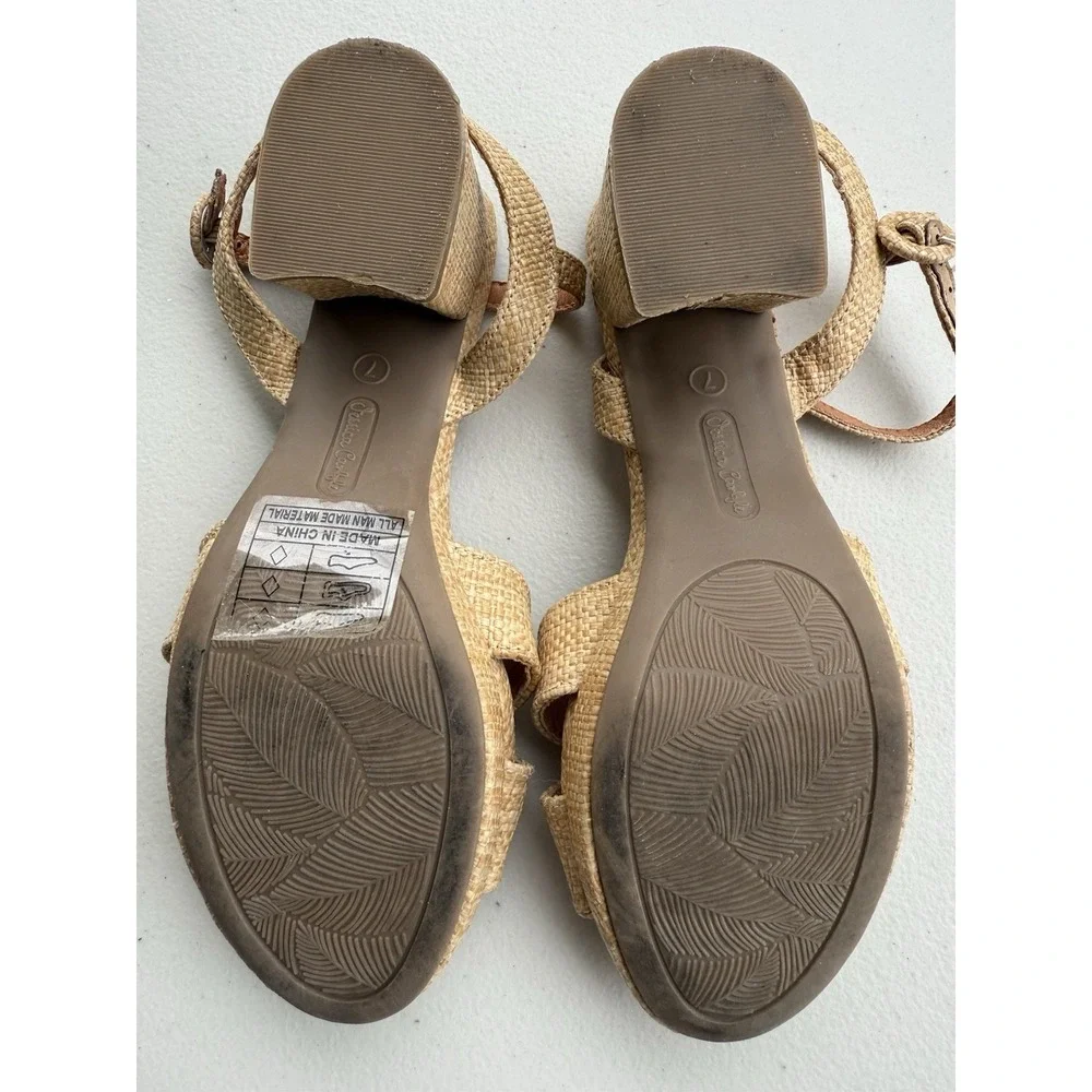 Women Ankle Strap Size 7 Open Toe‎ Low Chunky Block Heel Sandals #2-29